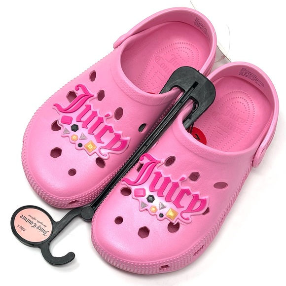 JUICY COUTURE Clogs Shoes Kids Little Girls SIZE 2M Barbie Pink Gems Sandals NWT - Picture 6 of 14